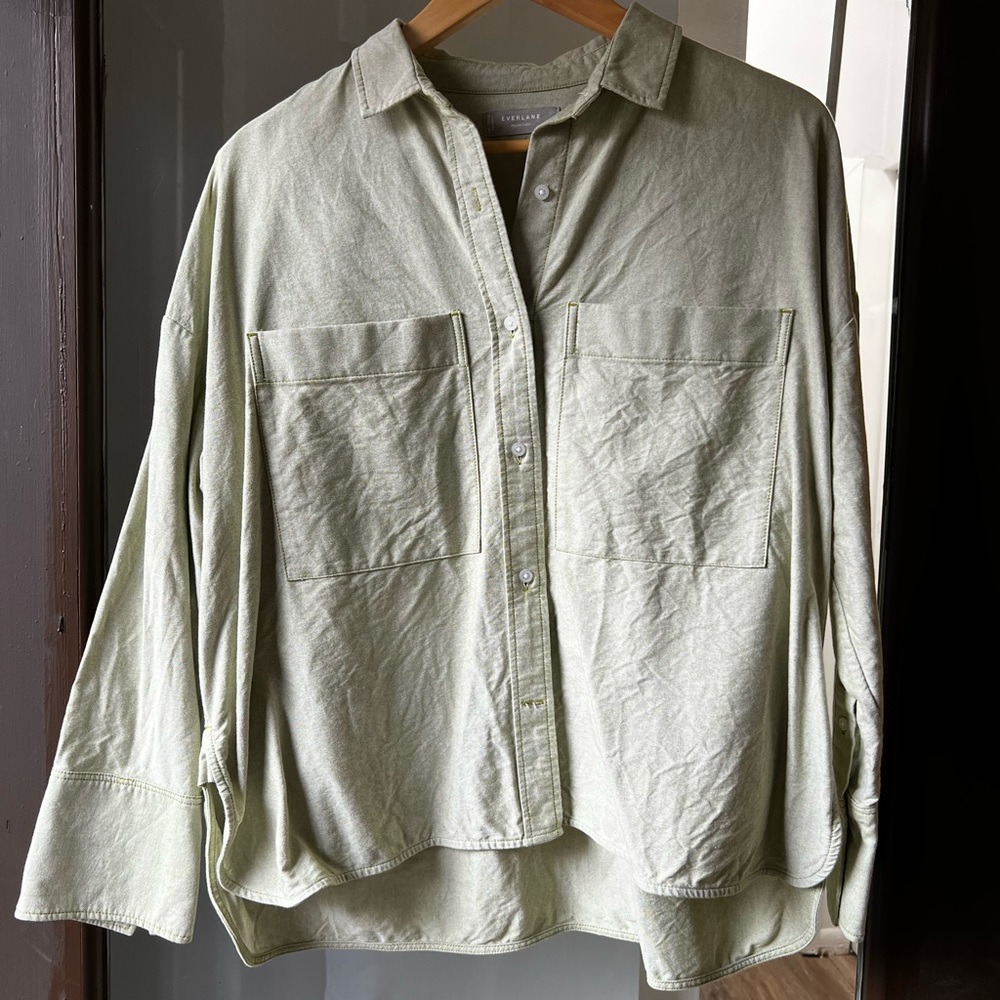 Everlane Boxy Oxford Sage Green